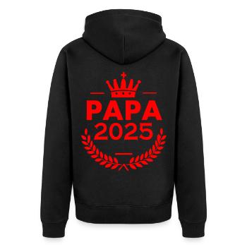 Papa 2025 - Unisex Premium Bio Zip Hoodie - Schwarz - Hinten - Nico (187cm)
