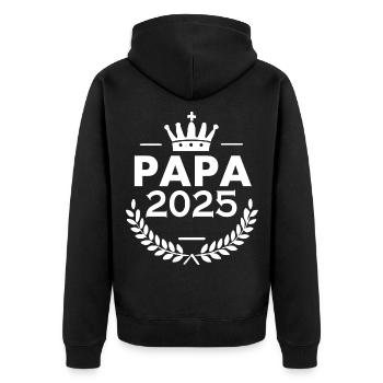 Papa 2025 - Unisex Premium Bio Zip Hoodie - Schwarz - Hinten - Nico (187cm)