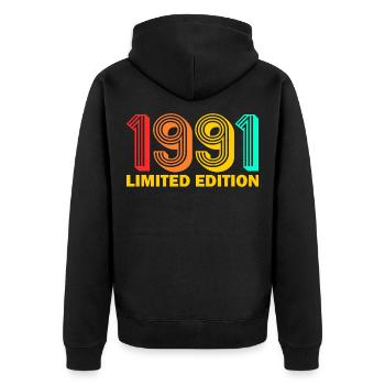 1991 né Né 1991 Cadeau Anniversaire - Veste à capuche bio Premium Unisexe - noir - Dos - Nico (187cm)