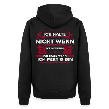 LKW Fahrer Lastwagenfahrer Fernfahrer Trucker - Unisex Premium Bio Zip Hoodie - Schwarz - Hinten - Nico (187cm)