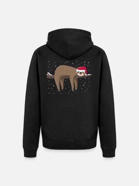 Sloth Christmas - Unisex Premium Organic Zip Hoodie - black