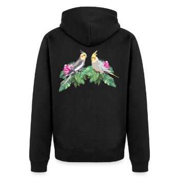 Nymphensittich Sittich Wellensittich - Unisex Premium Bio Zip Hoodie - Schwarz - Hinten - Nico (187cm)