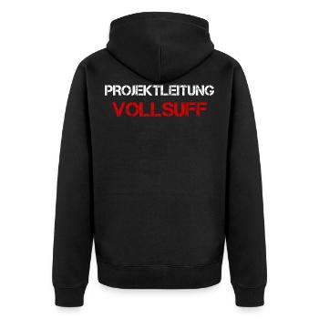 Projektleitung Vollsuff Bier Saufen Partnerlook - Unisex Premium Bio Zip Hoodie - Schwarz - Hinten - Nico (187cm)