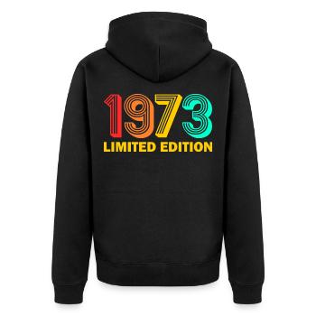 1973 geboren Jahrgang 1973 Geschenk Geburtstag - Unisex Premium Bio Zip Hoodie - Schwarz - Hinten - Nico (187cm)