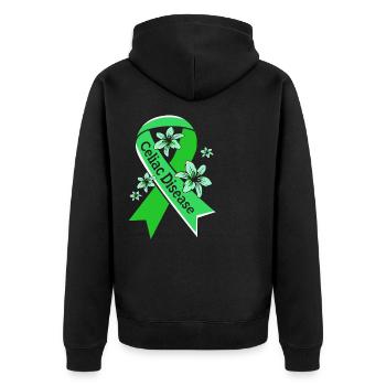 Celiac Disease Gluten Free - Unisex Premium Organic Zip Hoodie - black - Back - Nico (187cm)