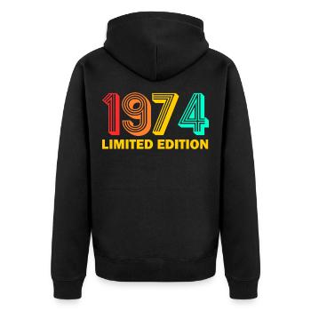 1974 born Born 1974 Gift Birthday - Unisex Premium Organic Zip Hoodie - black - Back - Nico (187cm)