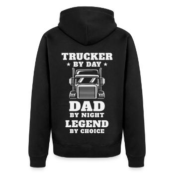 Trucker and Dad – Hero on the Road and at Home - Unisex Premium Organic Zip Hoodie - black - Back - Nico (187cm)