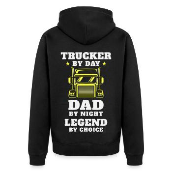 Trucker and Dad – Hero on the Road and at Home - Unisex Premium Organic Zip Hoodie - black - Back - Nico (187cm)
