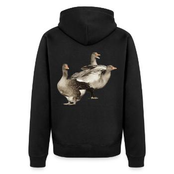 Hoffentlich überleben die Gänse Weihnachten - Unisex Premium Bio Zip Hoodie - Schwarz - Hinten - Nico (187cm)