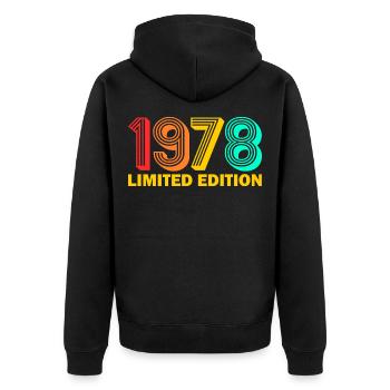 1978 born Born 1978 Gift Birthday - Unisex Premium Organic Zip Hoodie - black - Back - Nico (187cm)