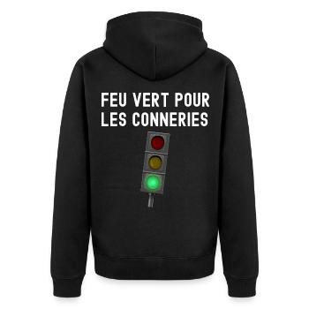 Feu vert pour les conneries cadeau homme - Veste à capuche bio Premium Unisexe - noir - Dos - Nico (187cm)