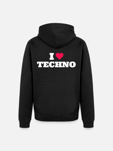 I Love Techno - Unisex Premium Organic Zip Hoodie - black