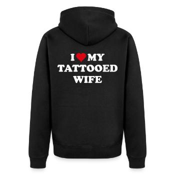 Tattoo Lovers Tattooed Wife Valentines Day Mari - Veste à capuche bio Premium Unisexe - noir - Dos - Nico (187cm)