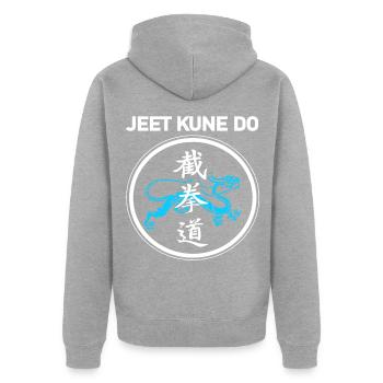 Jeet Kune Do Dragon et Kanji T-Shirt - Veste à capuche bio Premium Unisexe - gris chiné - Dos - Nico (187cm)