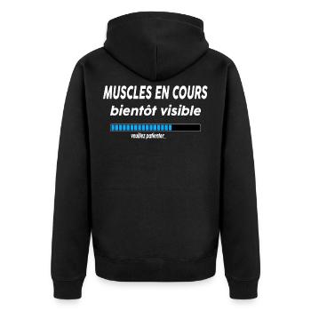 muscles en cours bientôt visible - Veste à capuche bio Premium Unisexe - noir - Dos - Nico (187cm)