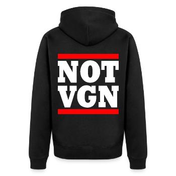 Not vegan - Unisex Premium Bio Zip Hoodie - Schwarz - Hinten - Nico (187cm)