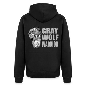 Wolf - Unisex Premium Organic Zip Hoodie - black - Back - Nico (187cm)
