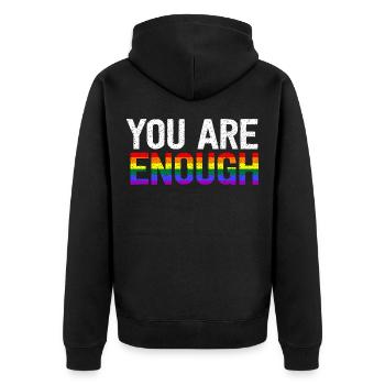 You Are Enough - Unisex Premium Bio Zip Hoodie - Schwarz - Hinten - Nico (187cm)