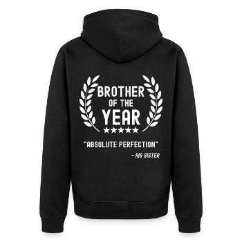 Bester Bruder Lustiger Spruch Geschenk Schwester - Unisex Premium Bio Zip Hoodie - Schwarz - Hinten - Nico (187cm)