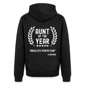 Beste Tante Lustiger Spruch Geschenk von Neffen - Unisex Premium Bio Zip Hoodie - Schwarz - Hinten - Nico (187cm)