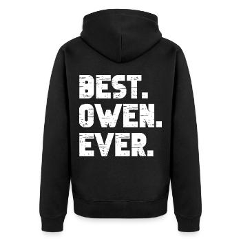 Best Owen Ever Retro Gift Saying Birthday - Unisex Premium Organic Zip Hoodie - black - Back - Nico (187cm)