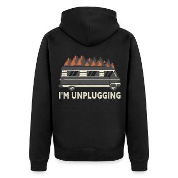 Wohnwagen Wohnmobil Caravan Camper - Unisex Premium Bio Zip Hoodie - Schwarz - Hinten - Nico (187cm)