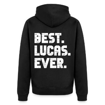 Best Lucas Ever Retro Geschenk Spruch Geburtstag - Unisex Premium Bio Zip Hoodie - Schwarz - Hinten - Nico (187cm)