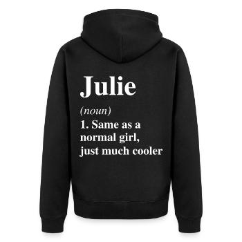 Julie Définition Cool Nom Dire Cadeau - Veste à capuche bio Premium Unisexe - noir - Dos - Nico (187cm)