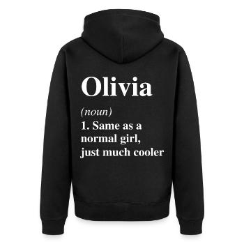 Olivia Définition Cool Nom Dire Cadeau - Veste à capuche bio Premium Unisexe - noir - Dos - Nico (187cm)