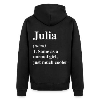 Julia Définition Cool Nom Dire Cadeau - Veste à capuche bio Premium Unisexe - noir - Dos - Nico (187cm)