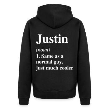 Justin Définition Cool Nom Dire Cadeau - Veste à capuche bio Premium Unisexe - noir - Dos - Nico (187cm)