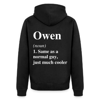 Owen Definition Cool Name Saying Gift - Unisex Premium Organic Zip Hoodie - black - Back - Nico (187cm)
