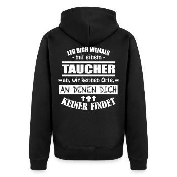 Taucher Tauchen - Unisex Premium Bio Zip Hoodie - Schwarz - Hinten - Nico (187cm)