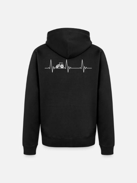 Heartbeat tractor farming - Unisex Premium Organic Zip Hoodie - black