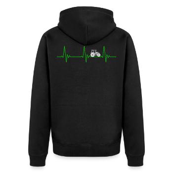Herzschlag Traktor Landwirtschaft - Unisex Premium Bio Zip Hoodie - Schwarz - Hinten - Nico (187cm)