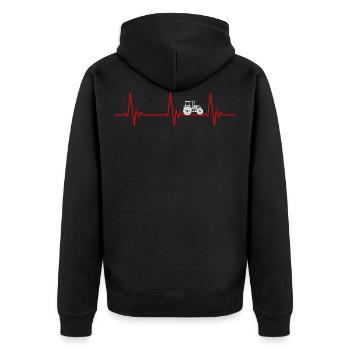 Herzschlag Traktor Landwirtschaft Landwirt Bauer - Unisex Premium Bio Zip Hoodie - Schwarz - Hinten - Nico (187cm)