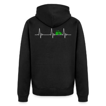 Herzschlag Traktor Landwirtschaft Geschenk Bauer - Unisex Premium Bio Zip Hoodie - Schwarz - Hinten - Nico (187cm)