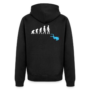 Tauchen Taucher Evolution - Unisex Premium Bio Zip Hoodie - Schwarz - Hinten - Nico (187cm)