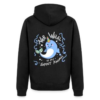 Narwhal is my Spirit Animal - Unisex Premium Organic Zip Hoodie - black - Back - Nico (187cm)