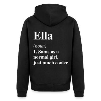 Ella Definition Cooler Name Spruch Geschenk - Unisex Premium Bio Zip Hoodie - Schwarz - Hinten - Nico (187cm)