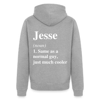 Jesse Definition Cooler Name Spruch Geschenk - Unisex Premium Bio Zip Hoodie - Grau meliert - Hinten - Nico (187cm)