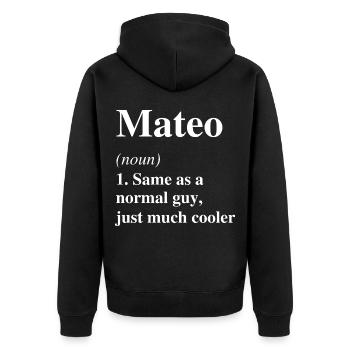 Mateo Définition Cool Nom Dicton Cadeau - Veste à capuche bio Premium Unisexe - noir - Dos - Nico (187cm)