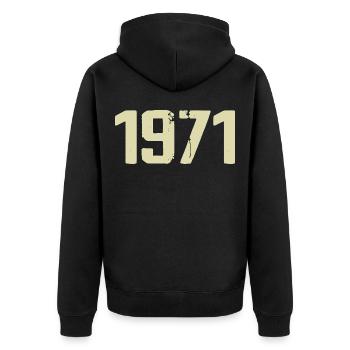 Jubilee 1971 - Unisex Premium Organic Zip Hoodie - black - Back - Nico (187cm)