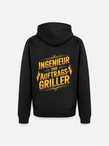 Ingenieur und Auftragsgriller - Unisex Premium Bio Zip Hoodie - Schwarz