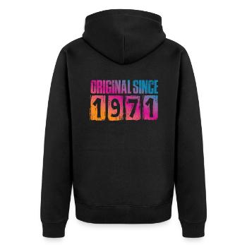 1971 - Unisex Premium Bio Zip Hoodie - Schwarz - Hinten - Nico (187cm)