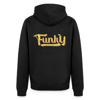 Funky Retro - Unisex Premium Bio Zip Hoodie - Schwarz - Hinten - Nico (187cm)