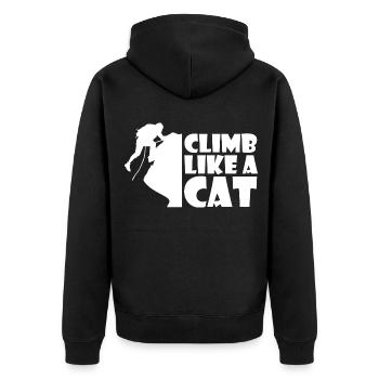 Klettern Bergsport Kletterer - Unisex Premium Bio Zip Hoodie - Schwarz - Hinten - Nico (187cm)