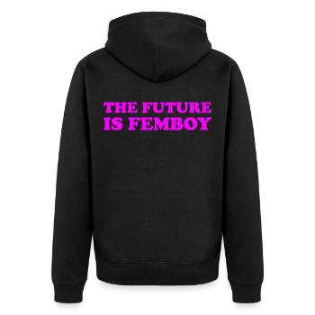 The Future Is Femboy - Unisex Premium Bio Zip Hoodie - Schwarz - Hinten - Nico (187cm)