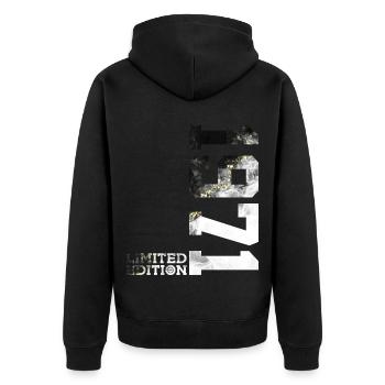 55E ANNIVERSAIRE ÉDITION LIMITÉE 1971 - Veste à capuche bio Premium Unisexe - noir - Dos - Nico (187cm)