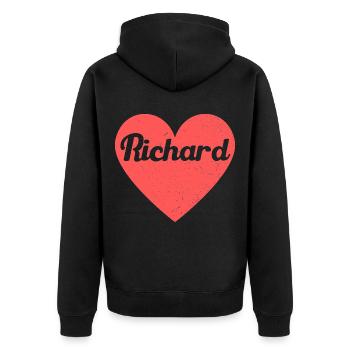 Richard Nom Coeur Rouge Amour Fan Rétro - Veste à capuche bio Premium Unisexe - noir - Dos - Nico (187cm)